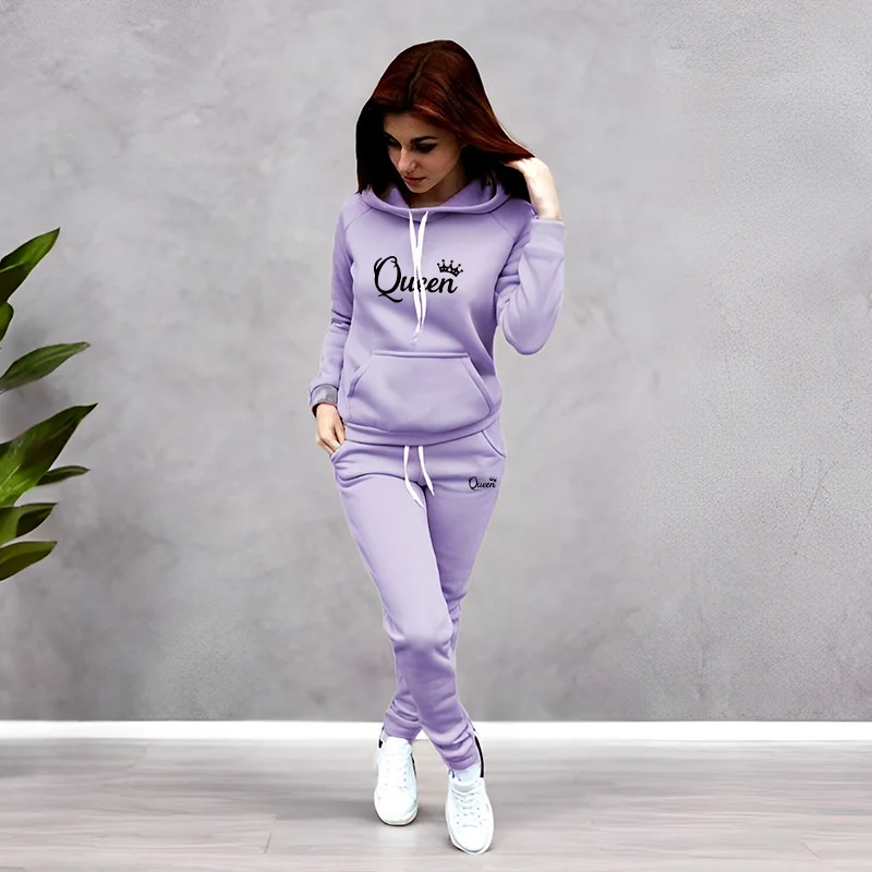 Winter Clothing Women'S - Womens Tracksuit Queen Letter Printing Hooded