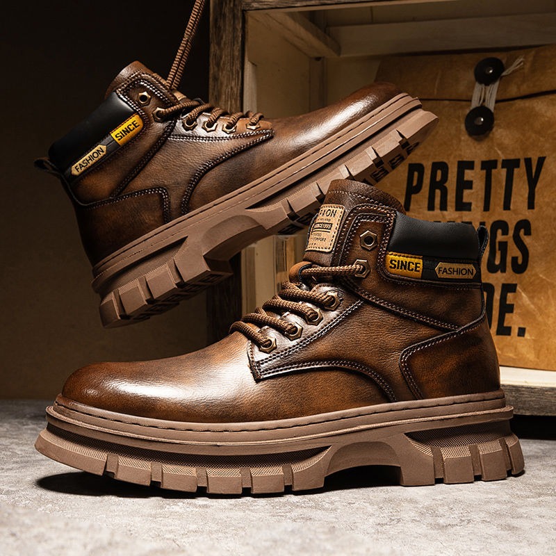 Winter Clothing Material - Vintage Men Platform Ankle Boots Autumn