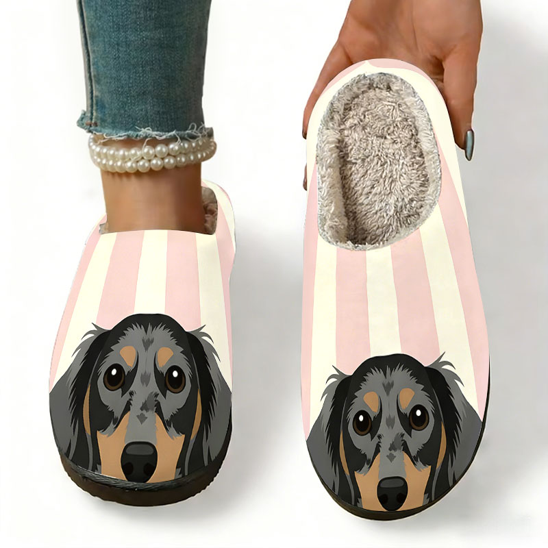Winter Clothing Material - Dachshund Dog Pink Stripe Print Women's