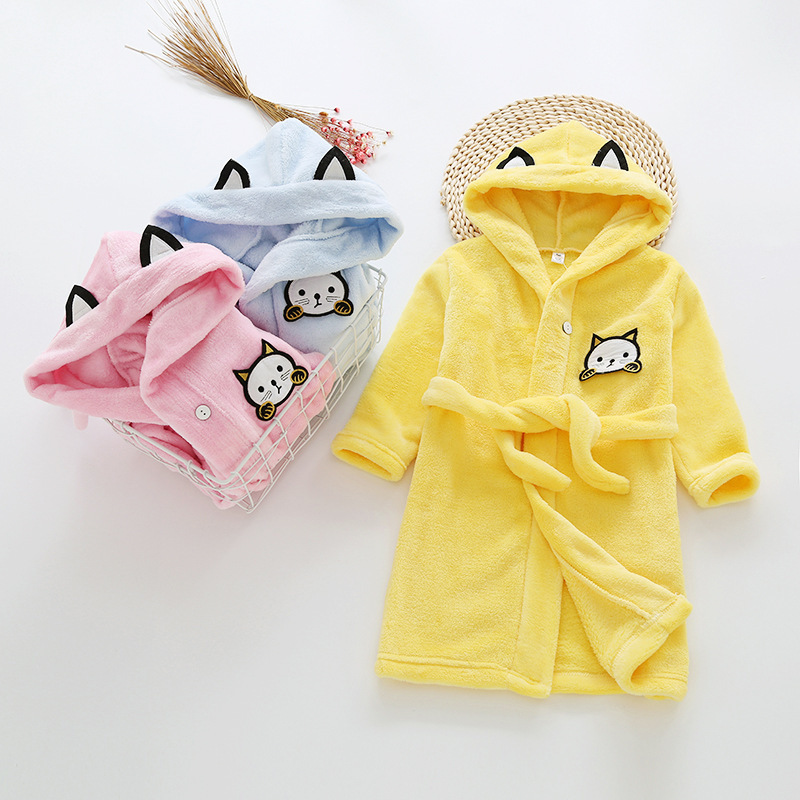 Kids Cartoon Cat Robes New Win - Winter Clothing Baby Girl recension och pris