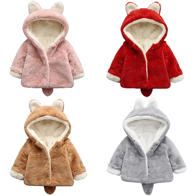 Cute Cat Ears Plush Baby Jacke - Winter Clothing For Baby Girl recension och pris