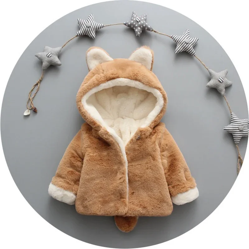 Cute Cat Ears Plush Baby Jacke - Winter Clothing For Baby Girl recension och pris