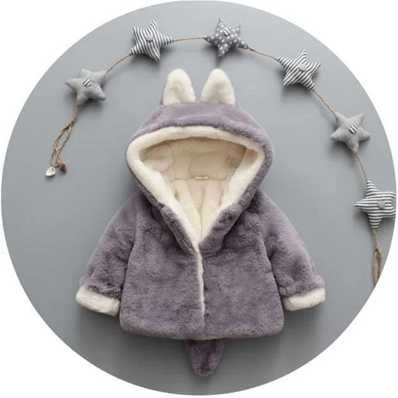 Cute Cat Ears Plush Baby Jacke - Winter Clothing For Baby Girl recension och pris