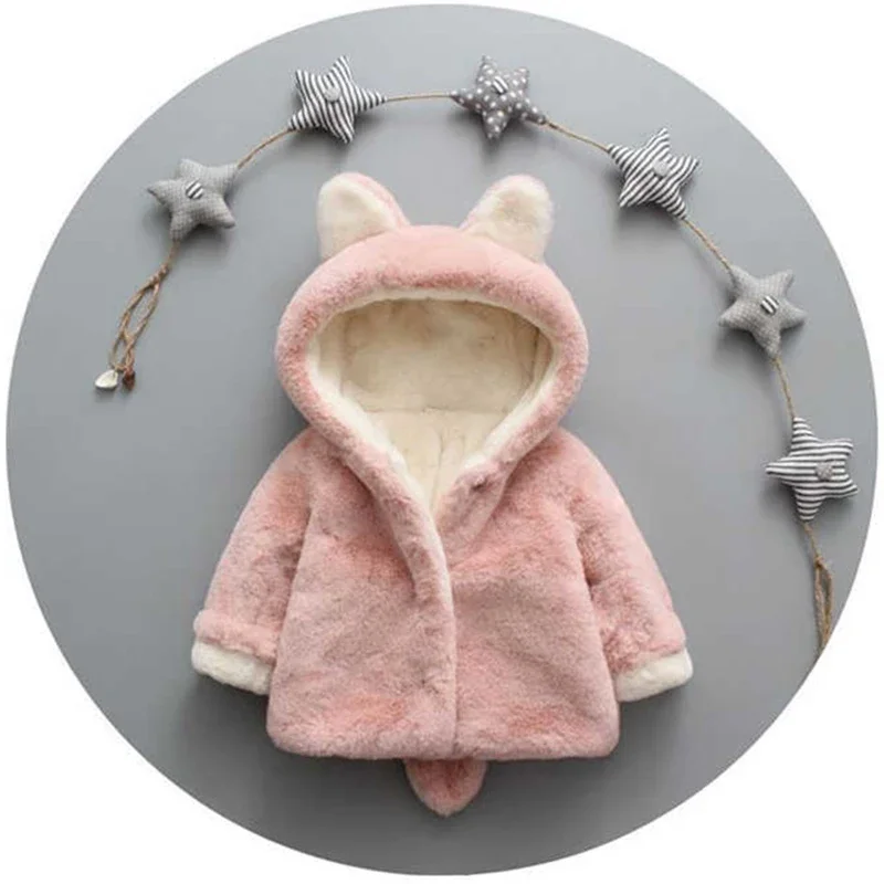Cute Cat Ears Plush Baby Jacke - Winter Clothing For Baby Girl recension och pris
