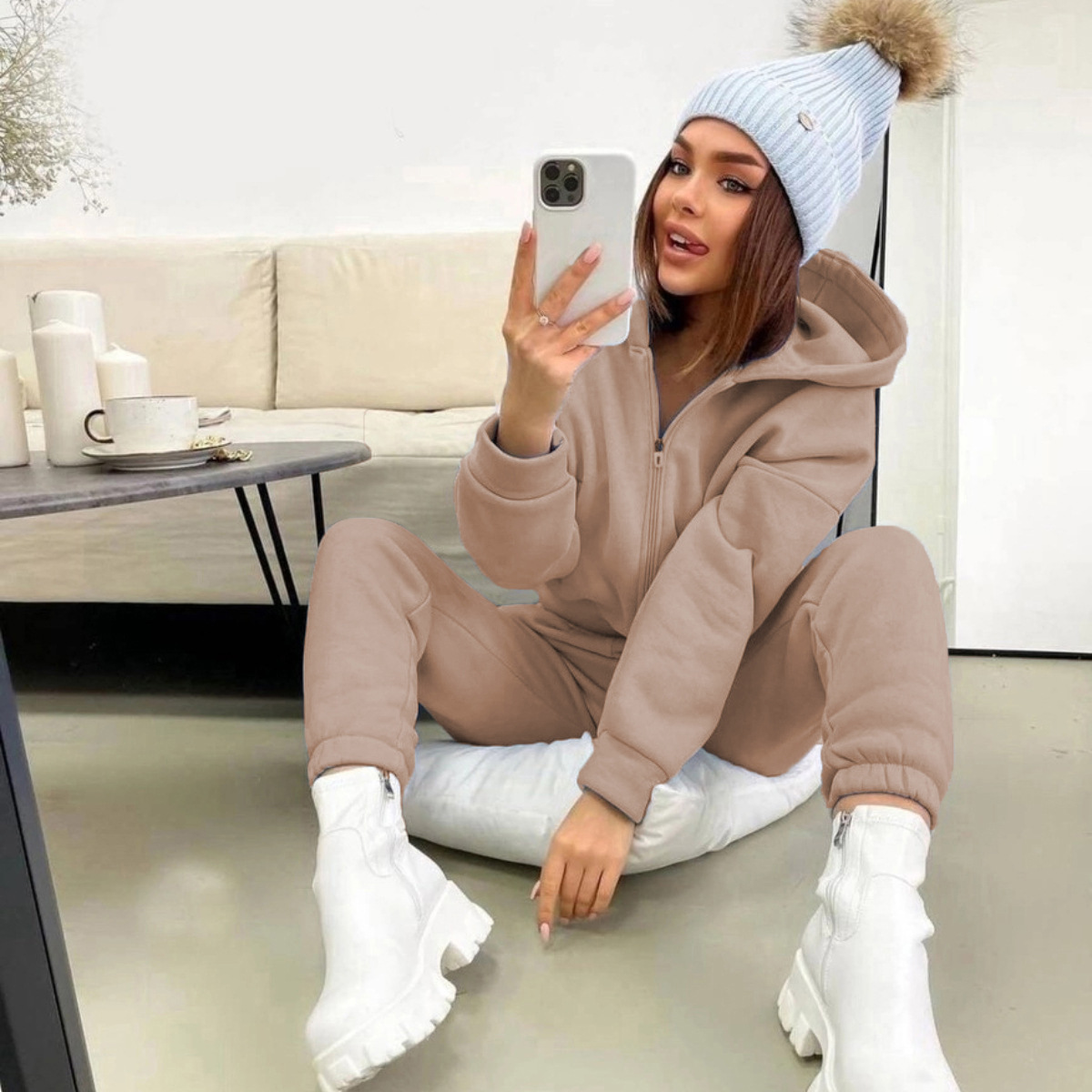 Zipper Hooded Coat Pants Sets  - Winter Clothing Kit recension och pris